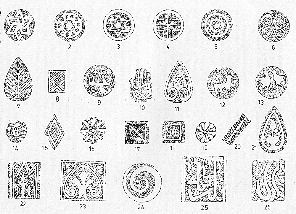 Motivos decorativos de cerámicas árabes talaveranas según trabajo de Alberto Moraleda