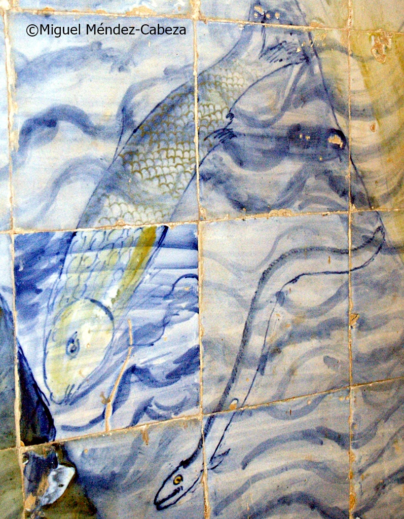 Pez y anguila en azulejería talaverana del sigloXVi de Pedraescrita