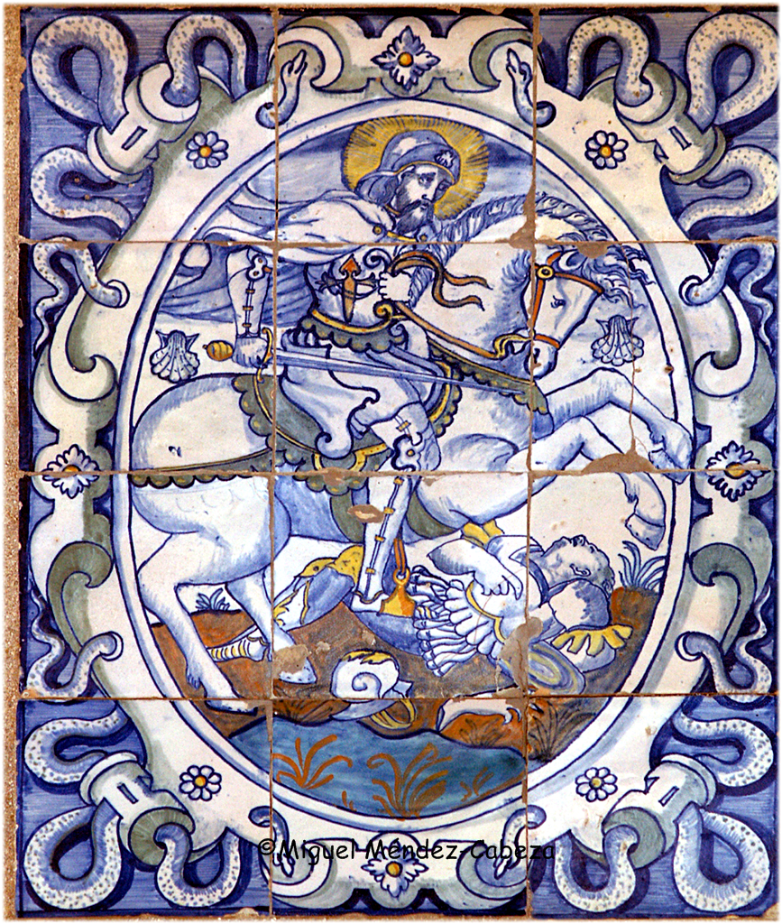 Azulejería talaverana del siglo XVI representando a Santiago matamoros